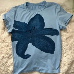 Blue Graphic Flower Baby Tee